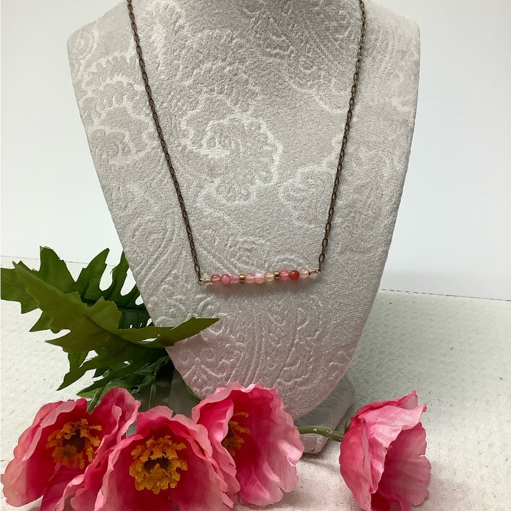 🌸Semi Precious Beaded Bar Necklace